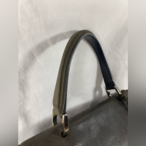 Genuine BALENCIAGA  Saddle work bag distressed dark green suede purse - Picture 5 of 16